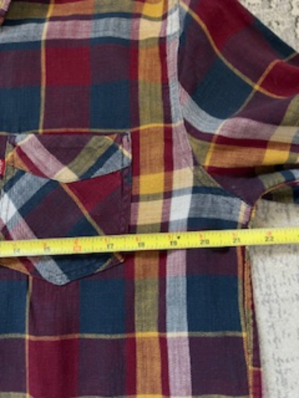 🧡3/15 Levi's Plaid Long Sleeve Red Blue Yellow Shirt Men's L - Picture 6 of 10